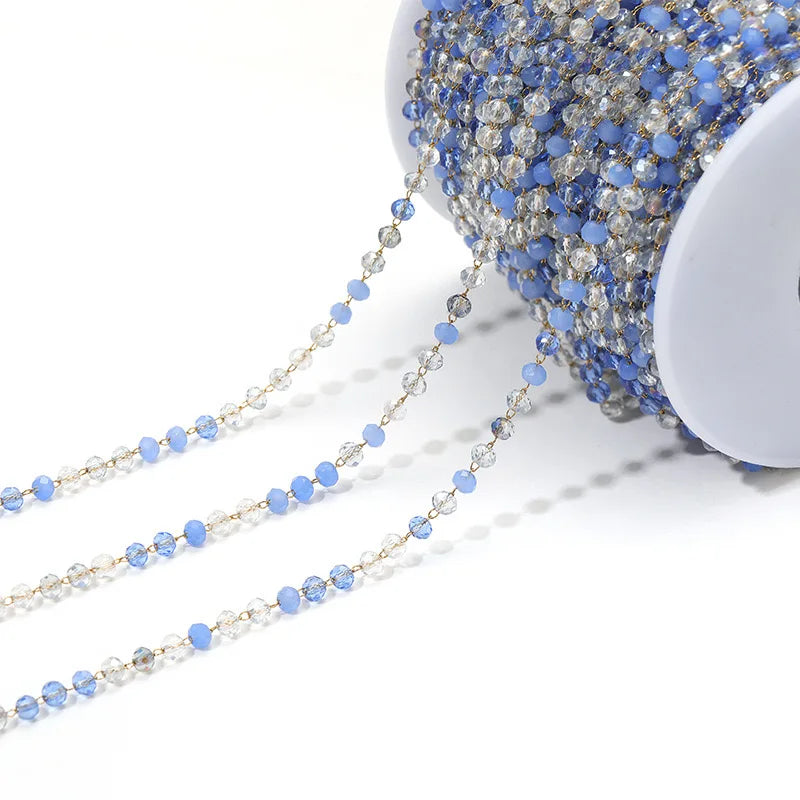 E747 3mm Bead Chain Stainless Steel Crystal Jewelry Chain Colorful Beaded Chain Diy Necklace Bracelet Jewelry Accessories