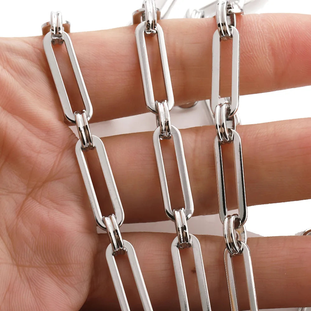 No Fade Embossing Paper Clip Chain Waterproof Stainless Steel Chain Jewelry Chain for Bracelet Necklace
