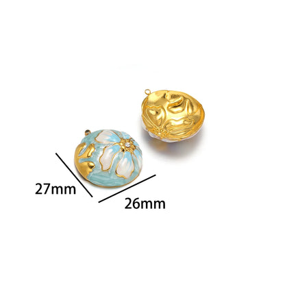 Luxurious Stainless Steel 18K Gold Plated Dragonfly Pattern Maple Leaf Oil Drop Zircon Charm Pendant for Jewelry Necklace Making