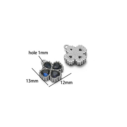 18k Gold Plated Stainless Steel Four Leaf Clover Triangular Droplet Oval Heart Zircon Charm Pendant for DIY Jewelry Making