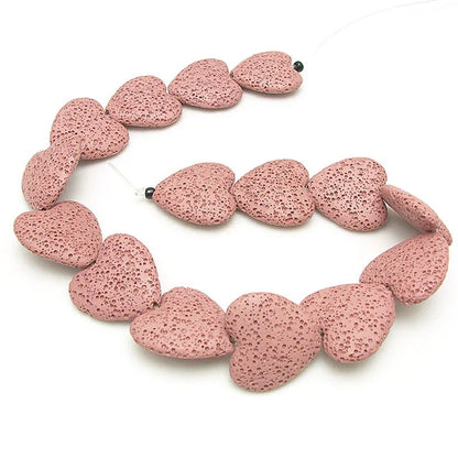 Wholesale Heart Shaped Multi Colors Pink Red Volcanic Rock Lava Stone Beads for Jewelry Making 20mm