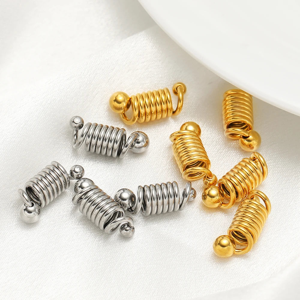 Trendy 18k Gold Plated Stainless Steel 8*21mm Spring Clasps Charm Pendant for DIY Jewelry Making  Accessories
