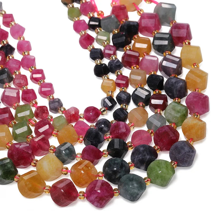 Faceted Helix Twisted 6mm 8mm 10mm Jade Agate Gemstone Beads, Cut Stone Obsidian Rose Quartz Bead for DIY Jewelry Making 18CM