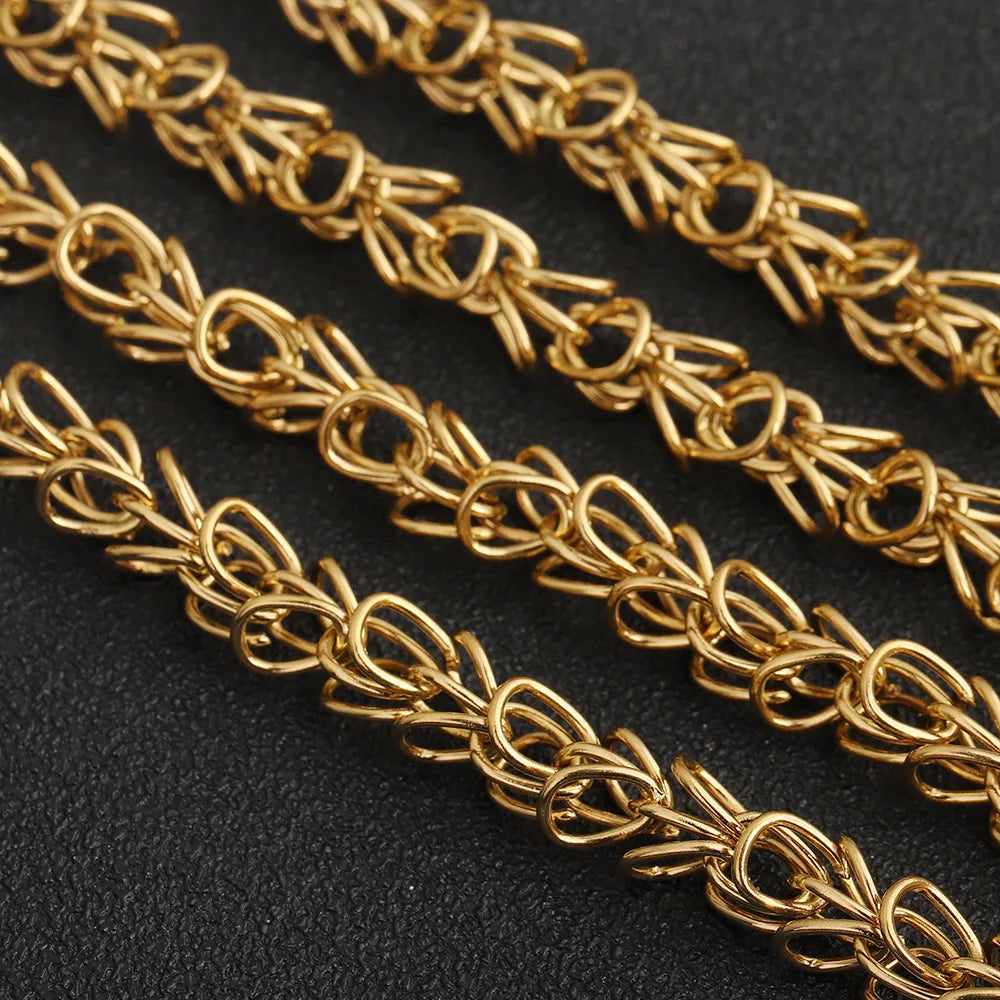 F056 7mm Heavy Thick Twisted Chunky Link Chains Hip Hop Bouquet Rope Necklace Bracelet Stainless Steel Chains for Men