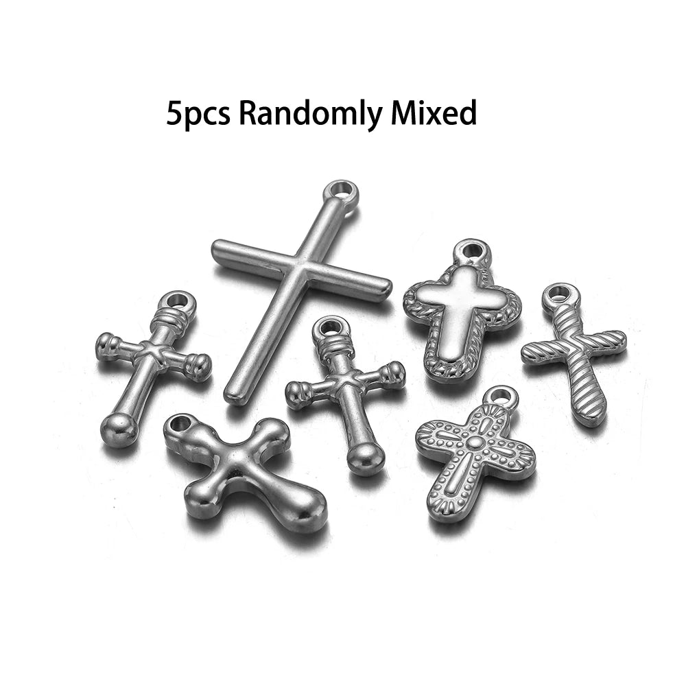 New Arrival Stainless Steel 18k PVD Gold Plated Cross Charm Pendant for Women Jewelry Necklace Making