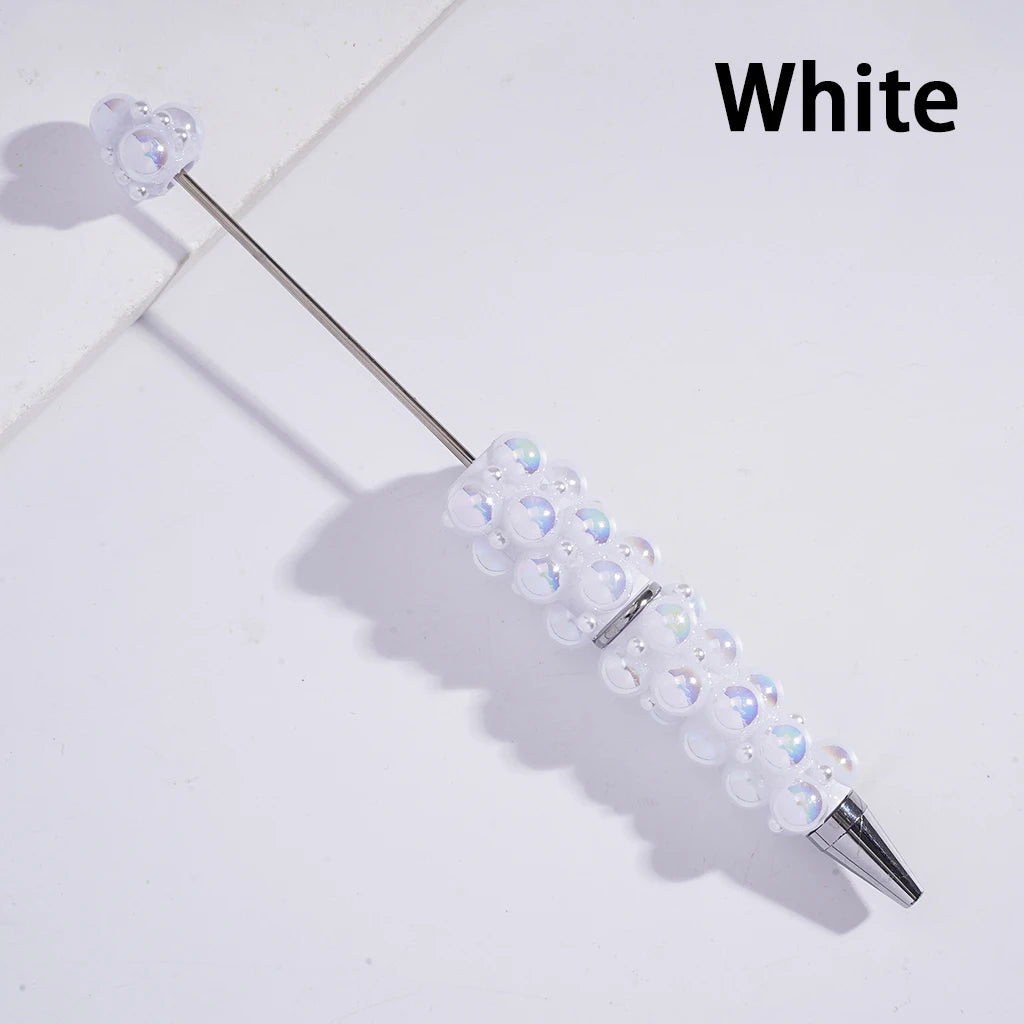 Beadable Ballpoint Pens with Half-Shell & Small White Pearls for DIY Pen Making & Gift Craft