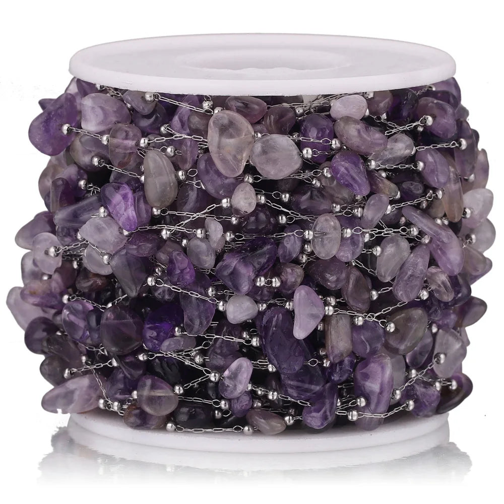 Stainless Steel Natural Stone Handmade Irregular Quartz Chains for Permanent Jewelry Accessories