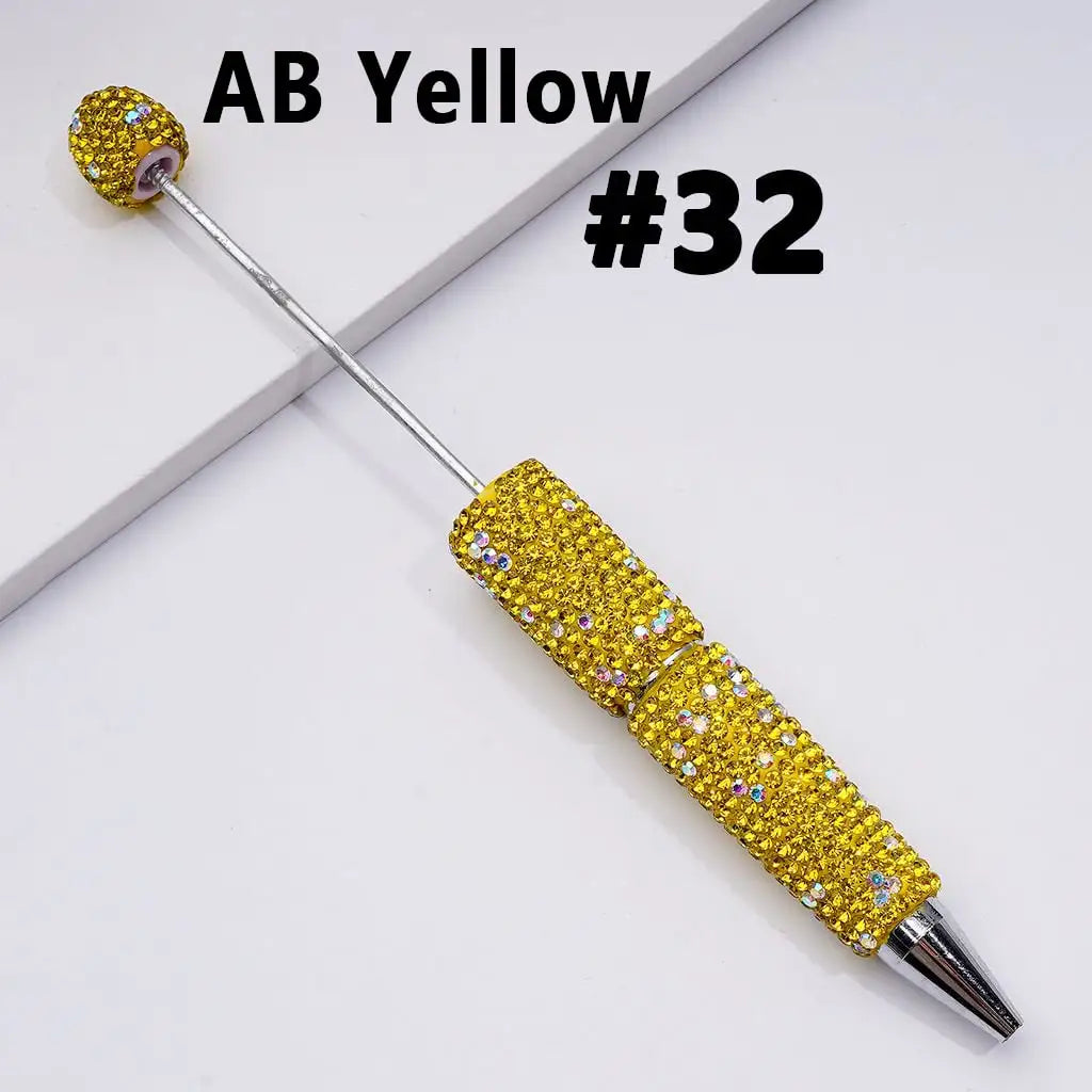 Full Rhinestone Beadable Clay Ballpoint Pens - DIY Beaded Plastic Pen for School Office Gift