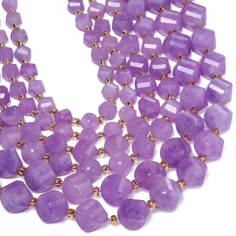 Faceted Helix Twisted 6mm 8mm 10mm Jade Agate Gemstone Beads, Cut Stone Obsidian Rose Quartz Bead for DIY Jewelry Making 18CM