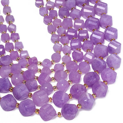 Faceted Helix Twisted 6mm 8mm 10mm Jade Agate Gemstone Beads, Cut Stone Obsidian Rose Quartz Bead for DIY Jewelry Making 18CM