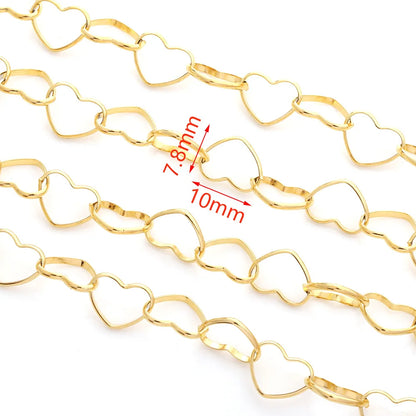 E730 Non Tarnish 18k Gold Plated Necklace Chain Heart Link Stainless Steel Necklace Chain for Jewelry Diy