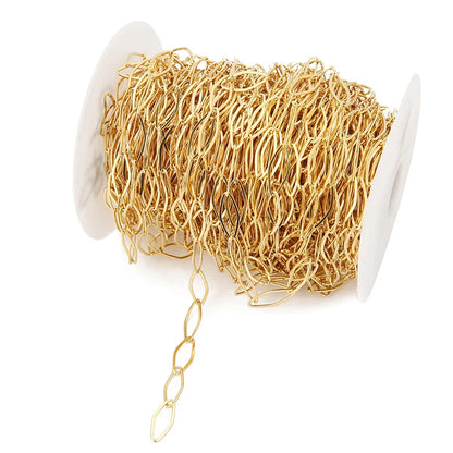B3338 8mm flat chain hollow chain rings 18k gold filled stainless steel chain for necklace diy