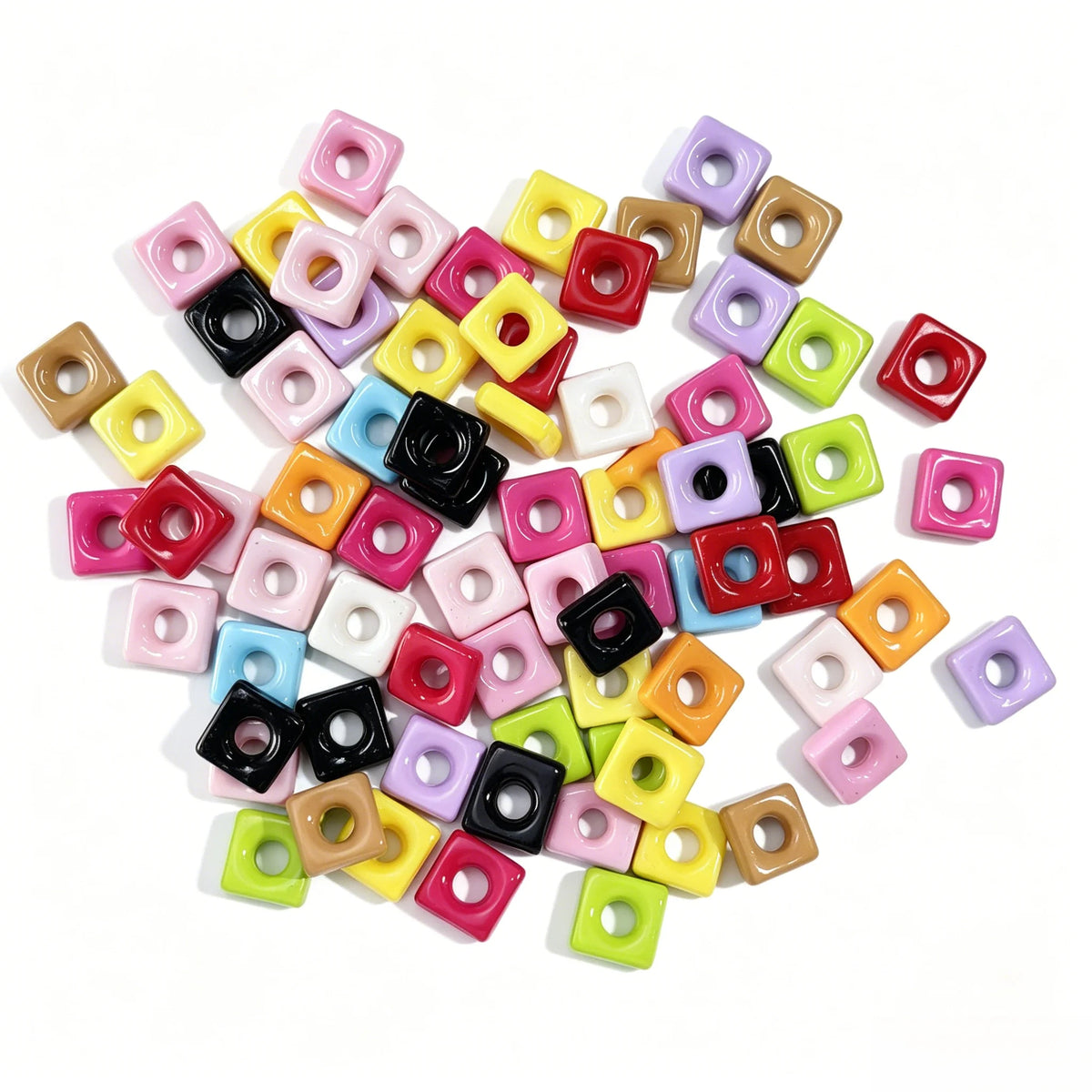 10x10MM Solid Color Square Acrylic Spacer Beads for Beadable Pen Bulk Jewelry Craft Beads