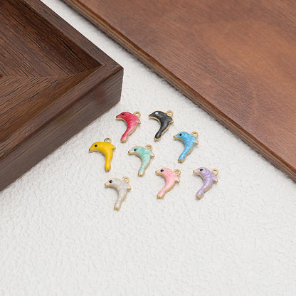 New Arrival 18k Gold Plated Stainless Steel Cartoon Dolphin Shaped Charm Pendant for Necklace Jewelry Making