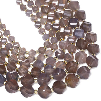 Faceted Helix Twisted 6mm 8mm 10mm Jade Agate Gemstone Beads, Cut Stone Obsidian Rose Quartz Bead for DIY Jewelry Making 18CM