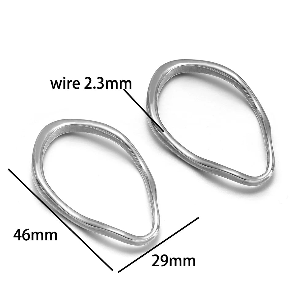 New Design 18k Gold Plated Stainless Steel Irregular Oval Charm Beads Pendant for DIY Jewelry Making Accessories