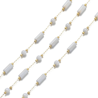 A3027 Amazing Cute Fashion Shell Beads Chain Roll Heart Star Cross Rosary Chain 18k Gold Plated for Necklace Bracelet Making