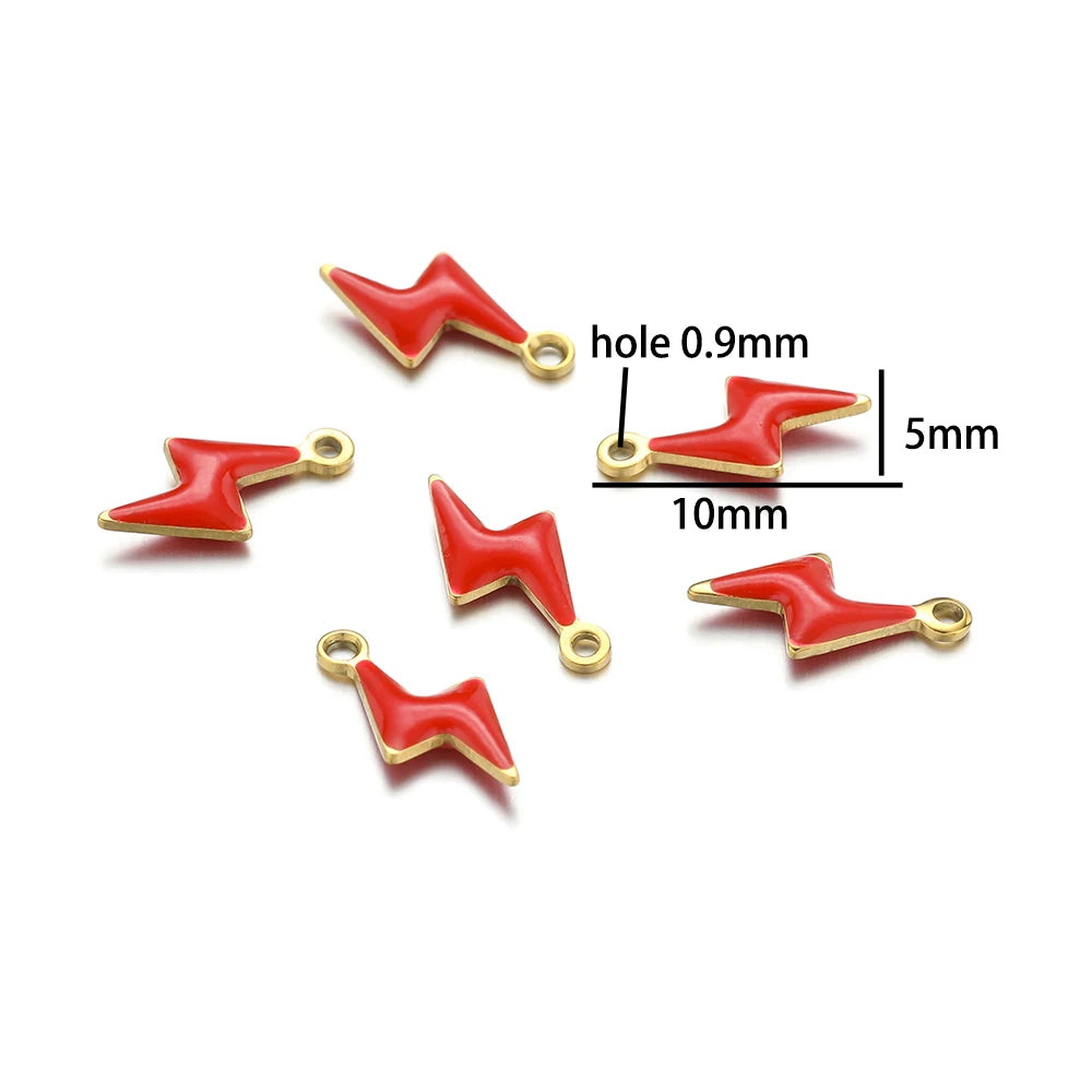 Luxury Charms 304 Stainless Steel 18k Gold Plated Moon Star Cross Lightning Enamel Charm Pendant for DIY Jewelry  Making