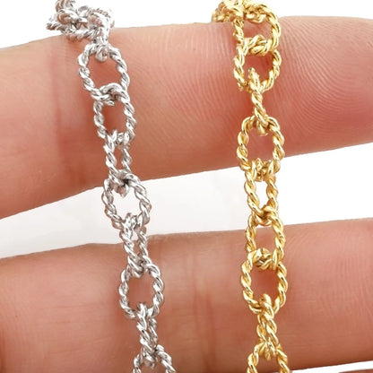 B4586 6mm Gold Plated Chain Vacuum Stainless Steel Chain Twist O Chain for Jewelry Diy