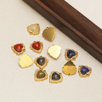 Wholesale Hot Selling 304 Stainless Steel 18k Pvd Gold Plated Heart Crystal Charm Pendant for Jewelry Necklace Making