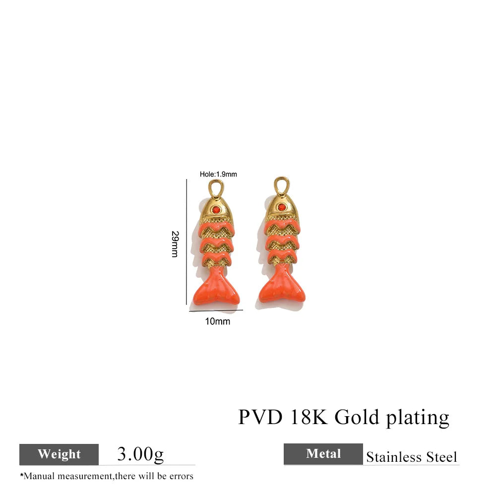 304 Stainless Steel Enamel Small Fish Pendants Multiple Styles Colorful Cartoon-shaped Charms DIY Necklaces
