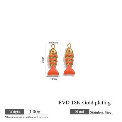 304 Stainless Steel Enamel Small Fish Pendants Multiple Styles Colorful Cartoon-shaped Charms DIY Necklaces