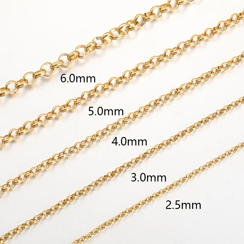 B4242 304L Waterproof Stainless Steel Chain Diy Gold  Plated Roller Chain O Chain for Making