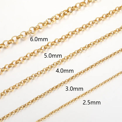 B4242 304L Waterproof Stainless Steel Chain Diy Gold  Plated Roller Chain O Chain for Making