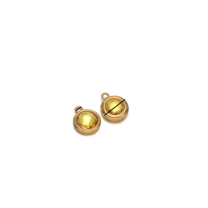 18K Gold Plated Stainless Steel Enamel Round Pendant Findings for Necklace Earrings Garment Making