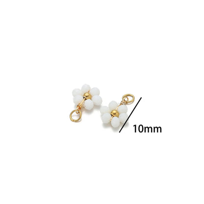 Multicolor Stainless Steel Gold Plated Crystal Flower  Beads Charms Pendant for Handmade Jewelry Necklace Making Accessories