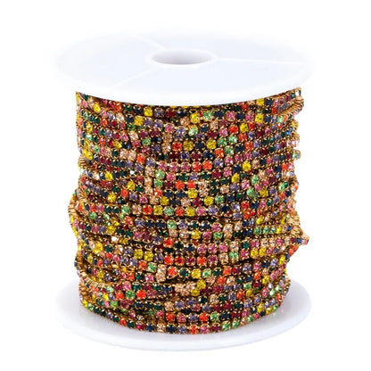 A2443 Fashion Stainless Steel Bulk Chain Roll Crystal Colorful rainbow Necklace Bracelet Making Chain for Diy