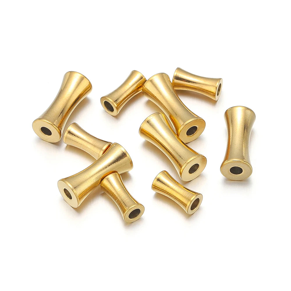 Stainless Steel 18k Gold Plated Jewelry Bone Shape Bead Vacuum Camber Beads for DIY Jewelry Making Accessories