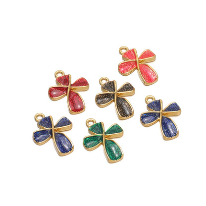New Arrival Stainless Steel 18k Gold Plated Enamel Cross Charm Pendant for Diy Jewelry Making Wholesale Accessories