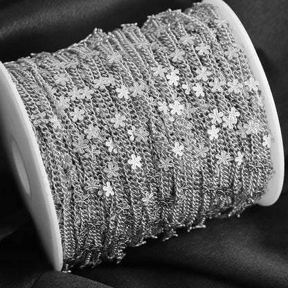 D495 High Quality Star Flower Chain 18k Gold Plated Stainless Steel Necklace Jewelry Making Chain