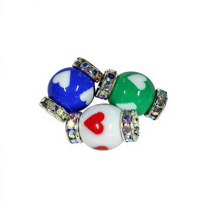 Multi-Color 12mm Round Heart Prints Acrylic Lantern Beads for Pen Beads