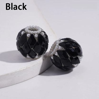 Handmade 18MM Multi-Color Acrylic  Beads with Rhombus Rhinestone White Pearl for DIY Pen Jewelry Making
