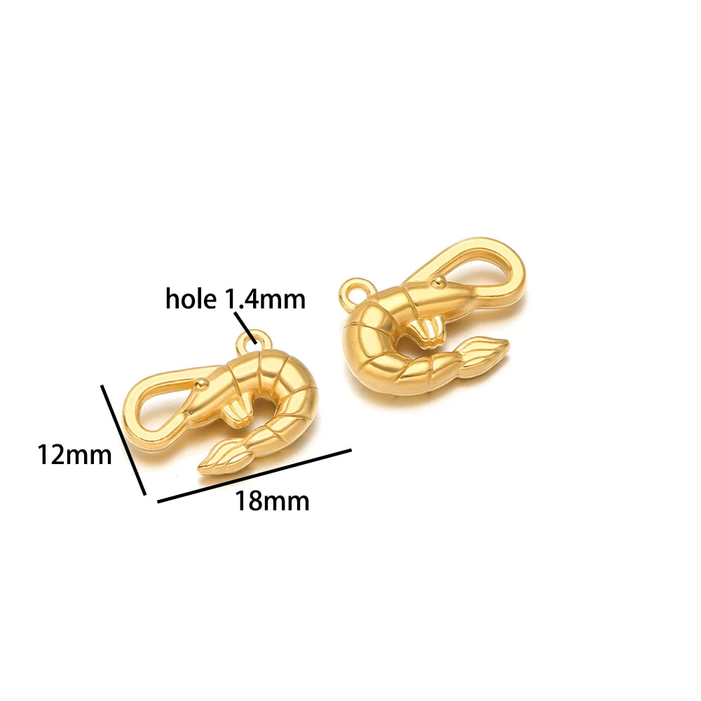 DIY Pendant 18k Gold Plated Stainless Steel Heart Sunflower Turtle Shrimp Fish Charm Pendant for DIY Necklace Jewelry Making