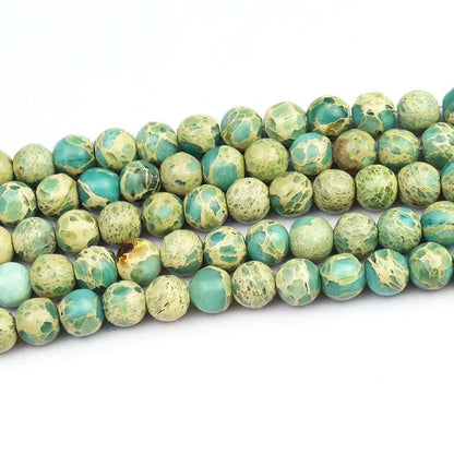 Genuine Round American Aqua Terra Jasper Loose Bead Strand, Irregular Round Stone Beads for Jewelry Making 6mm 8mm 10mm, 38cm