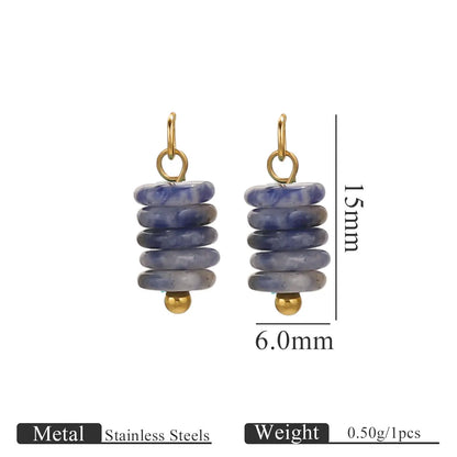 New Style Fashion Stainless Steel Gold Plated Tiger's Eye Stone Beads Charm Pendant for Earring Jewelry Making Accessories