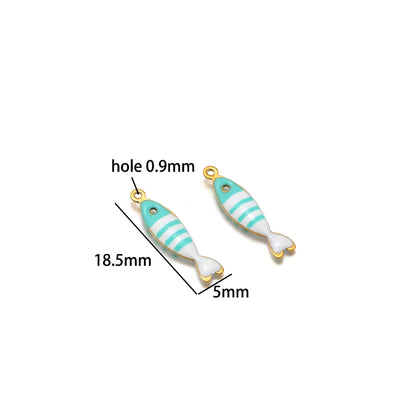 DIY Jewelry Findings 18k Gold Plated Stainless Steel Mixed Color Enamel Fish Charm Pendant for DIY Jewelry Making