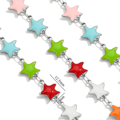 D829 Stainless Steel Ocean Series Enamel Roll Chains Starfish Octopus Fish Connector Chains DIY for Bracelet Necklace Making