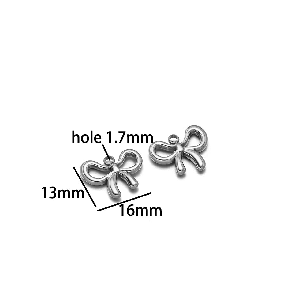 New Handmade DIY Jewelry Accessories 18k Gold Plated Stainless Steel Pearl Bowknot Charm Pendant for Women Jewelry Making