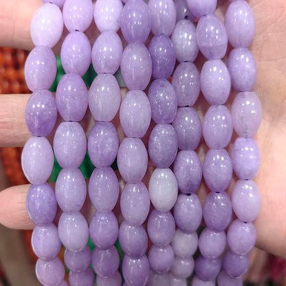 New Natural 8x12mm Rice Dyed Rainbow Colorful Jade Loose Bead, Mutil-color Jade Tourmaline Beads for DIY Women Jewelry Making