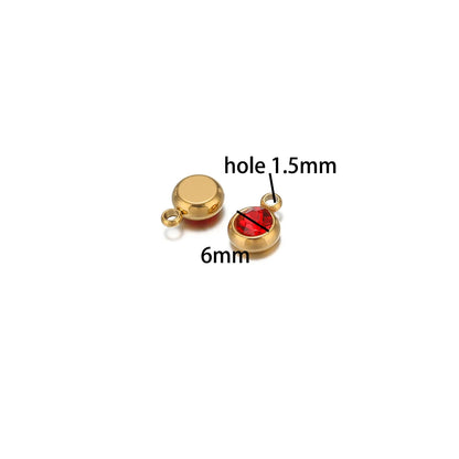 Hot Sale Colorful Pendant 304 Stainless Steel 18k Gold Plated 6mm Crystal Bead Charm Pendants for DIY Necklace Bracelet Making