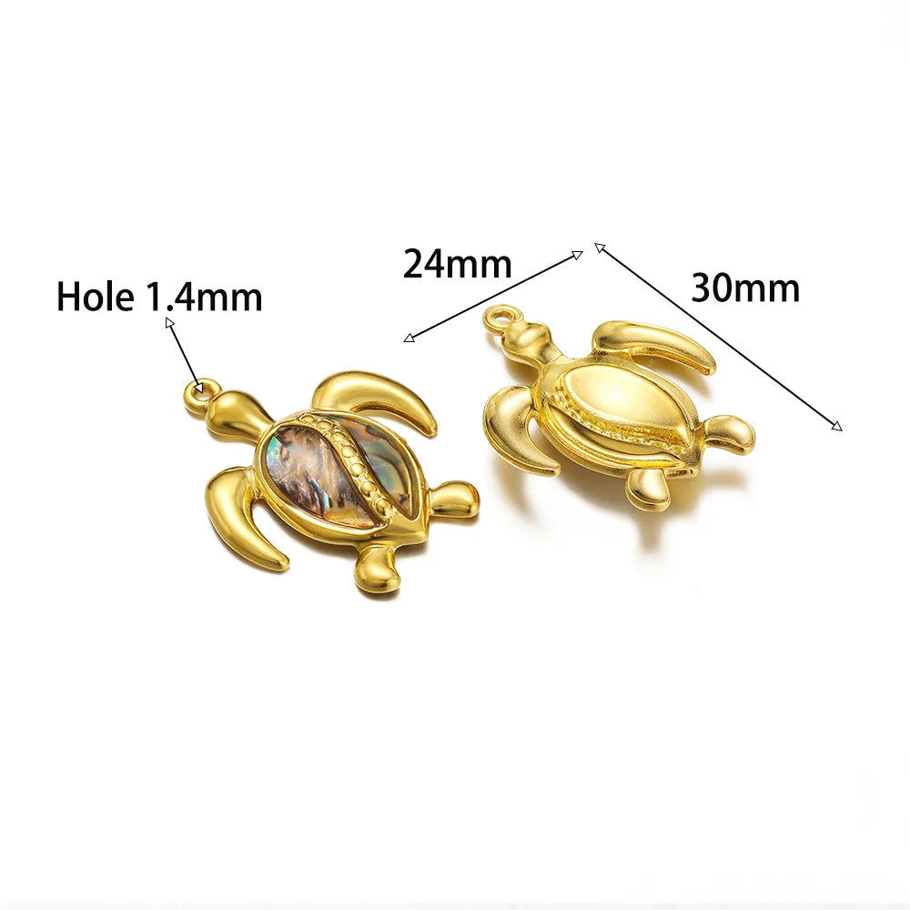 High Quality Stainless Steel Gold Plated Enamel Turtle Conch Starfish Dragonfly Heart Charms Pendant for Jewelry Necklace Making