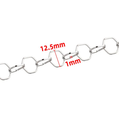 D349 Men's Necklace Hexagon Shape Connectors Hollow Link Chain No Fade Stainless Steel Chain Punk Jewelry Accessories