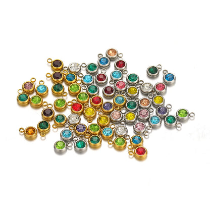 Hot Sale Colorful Pendant 304 Stainless Steel 18k Gold Plated 6mm Crystal Bead Charm Pendants for DIY Necklace Bracelet Making