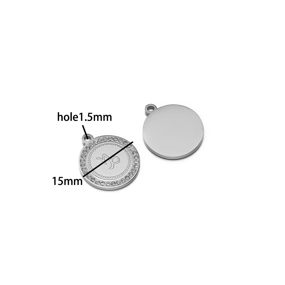Wholesale Stainless Steel 18k Gold Plated Zodiac Sign Zircon Charm Pendant for Jewelry Necklace Making Accessories