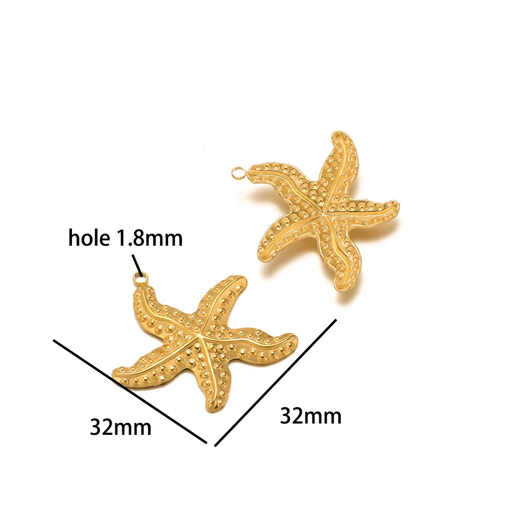 Ocean Style Sea Star Charm Stainless Steel 18K Gold Plated Starfish Charm Pendant for Jewelry Earring Necklace Making