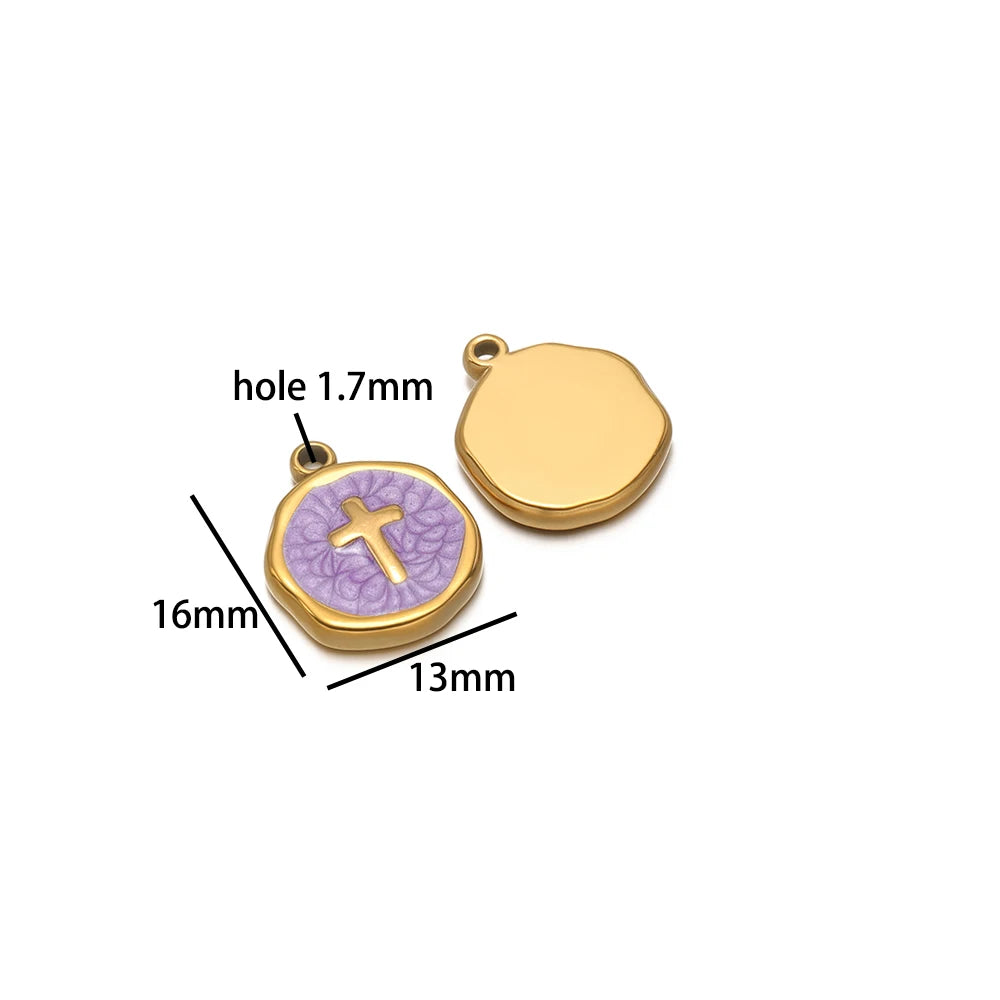 Factory DIY Charm 18k Gold Plated Stainless Steel Enamel Cross Dog Paw Pendant for Women Necklace Jewelry Making